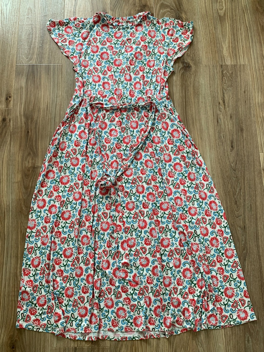 Boden Nicola Jersey Tea Dress Ivory Floral Garden Vine Ruffle Midi Sz 16-18L NEW - Picture 7 of 10